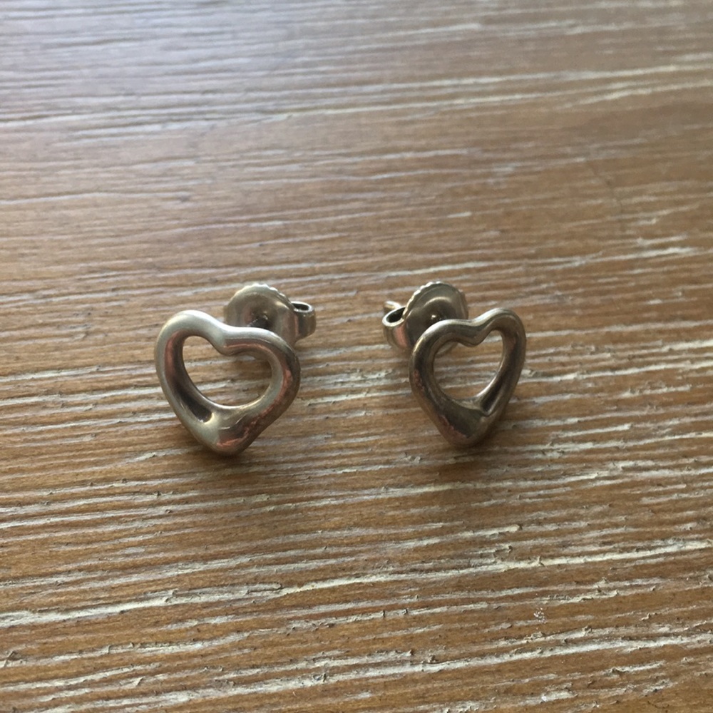 Tiffany Elsa Peretti open heart earrings silver